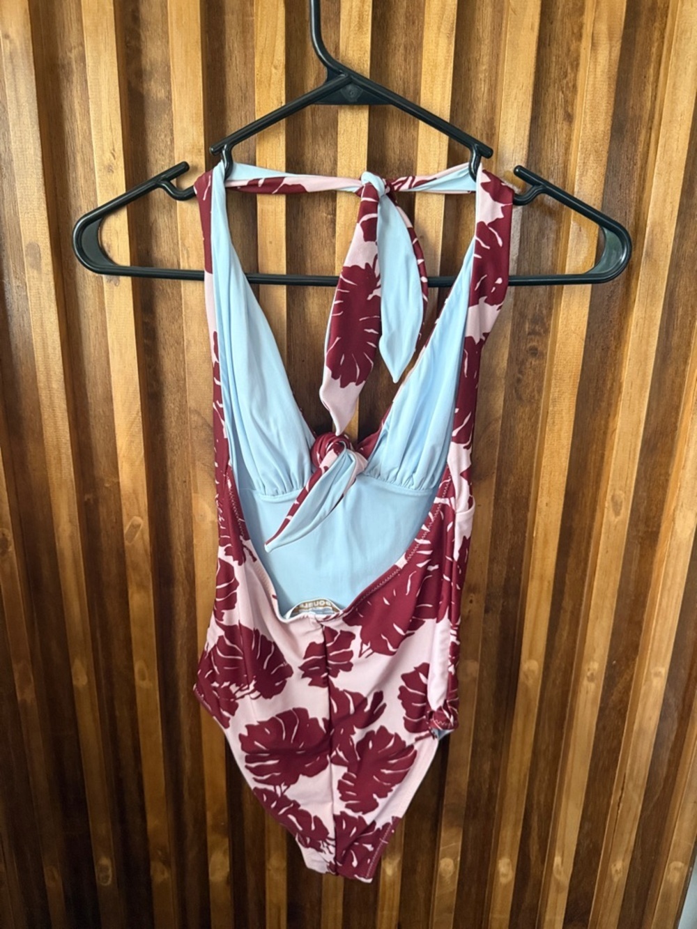 LA DOUBLE J Print One-Piece Swimsuit Halter Reversible Monstera. XS - Picture 3 of 5